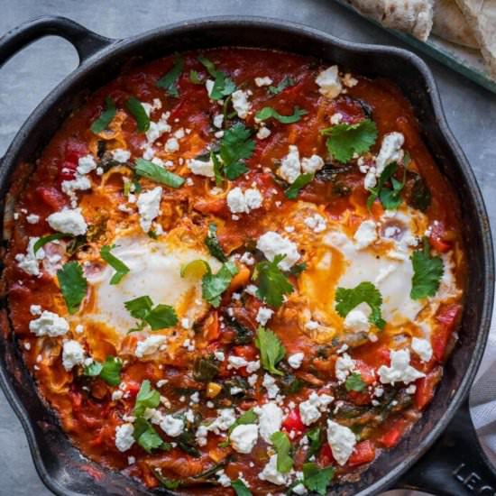 Shakshuka with Feta and Spinach