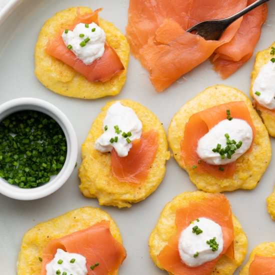 Smoked Salmon Polenta Pancakes