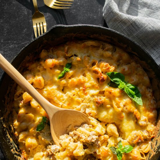 One Pot Sausage Artichoke Pasta