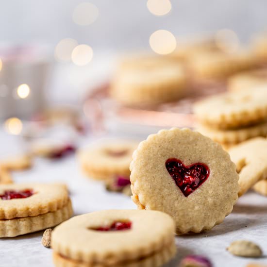 Cardamom Raspberry Rose Linzers
