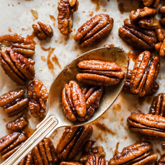 Easy Maple Syrup Candied Pecans