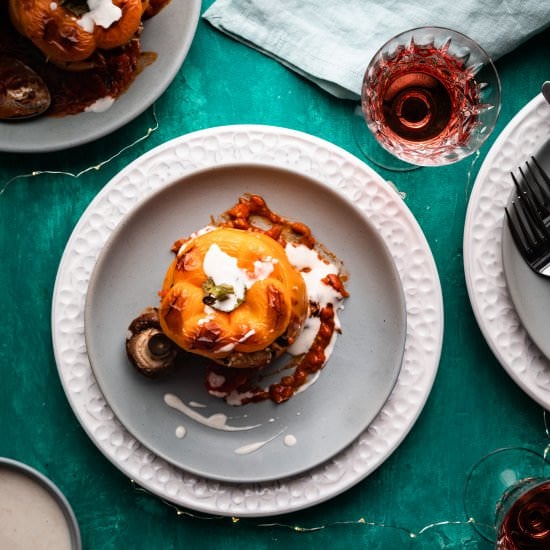 Mushroom Rice Stuffed Peppers