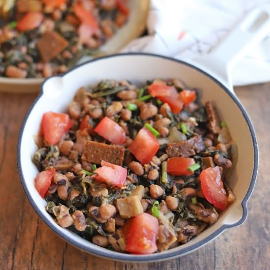 Black-eyed peas and collard greens