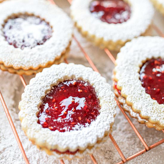 Lemon Poppy Linzer Cookies