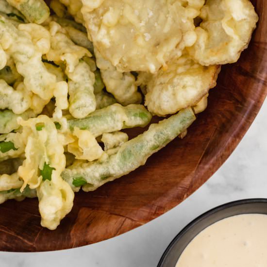 Tempura Vegetables with Wasabi Dip