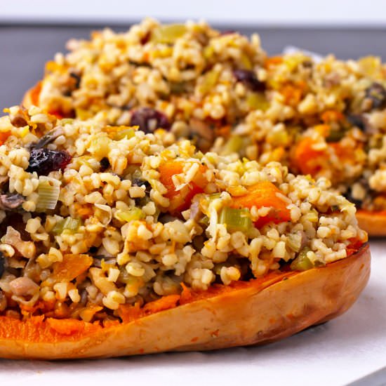 vegan stuffed butternut squash