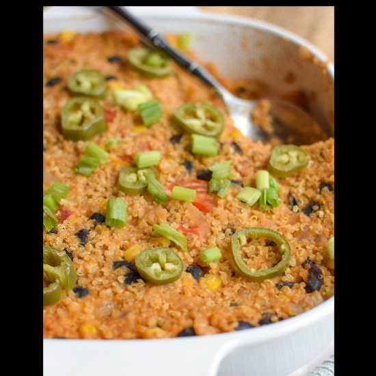 Cheesy Black Bean Quinoa Casserole