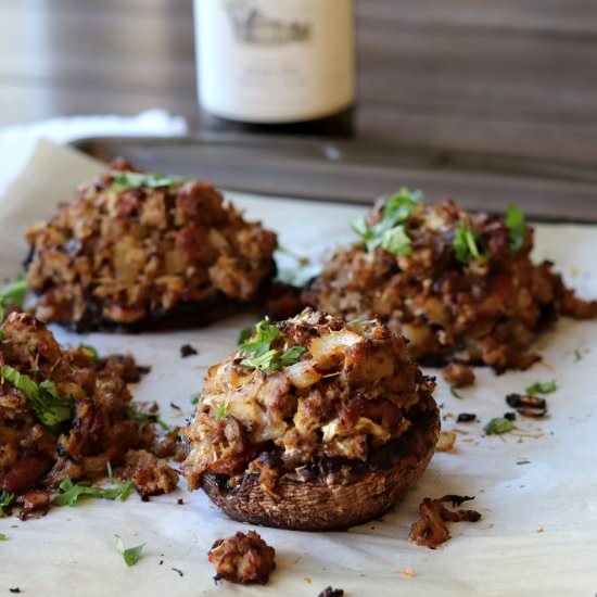 Turkey and Bacon Stuffed Mushrooms