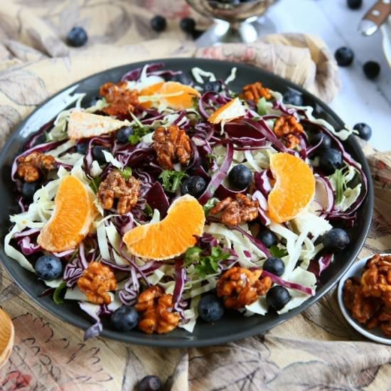 Cabbage, Blueberry, Walnut Salad