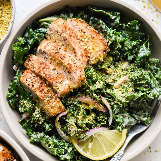 Whole30 Kale Chicken Caesar Salad
