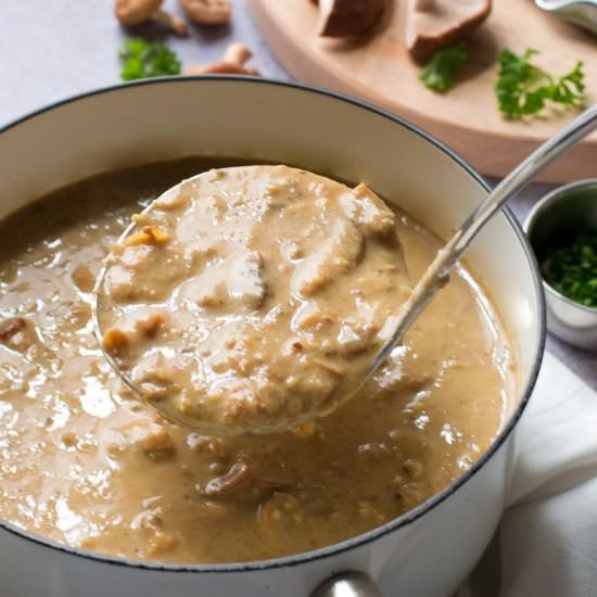 Vegan Mushroom Soup with porcini