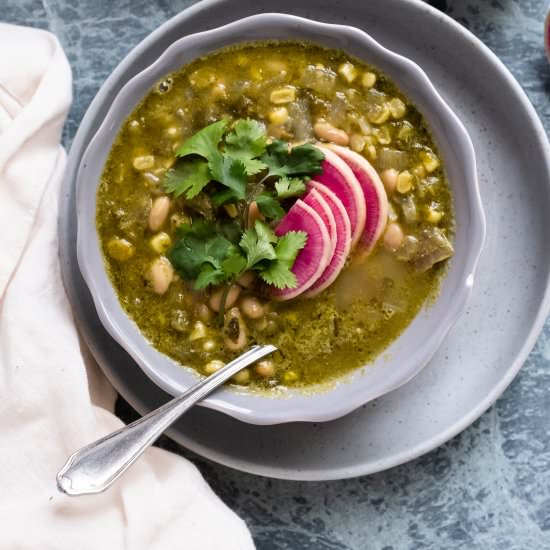 White Bean & Salsa Verde Soup