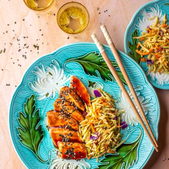 Teriyaki Pork Chops with Asian Slaw