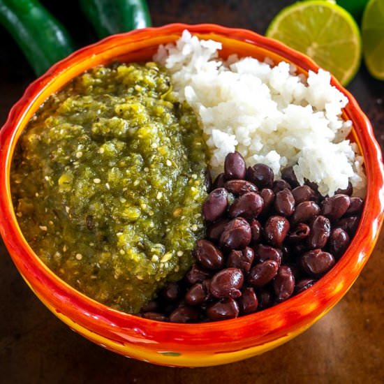Chile Verde Rice and Beans