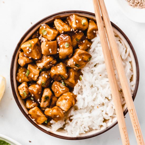 teriyaki tofu rice bowl