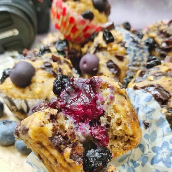 DarkChocolate Blueberry Oats Muffin