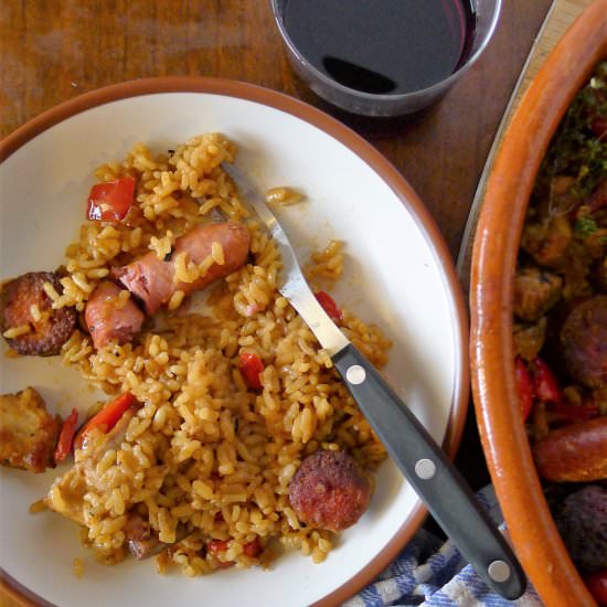 Rice with Sausage in Cazuela