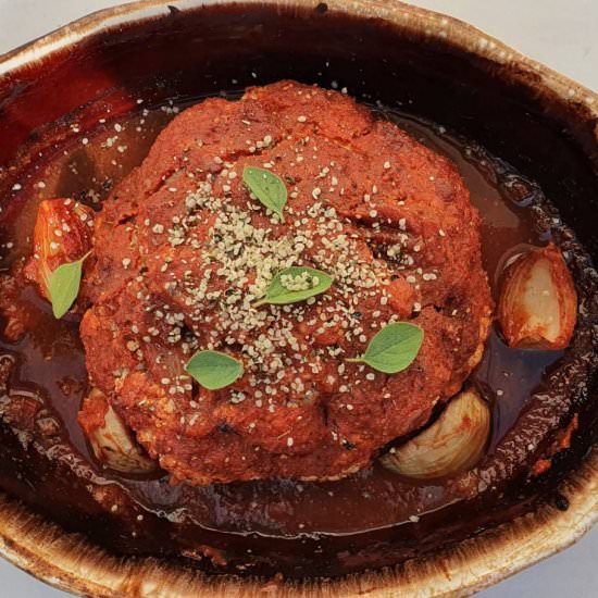 Whole baked cauliflower