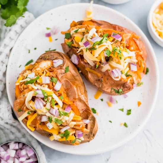 BBQ Chicken Stuffed Sweet Potatoes