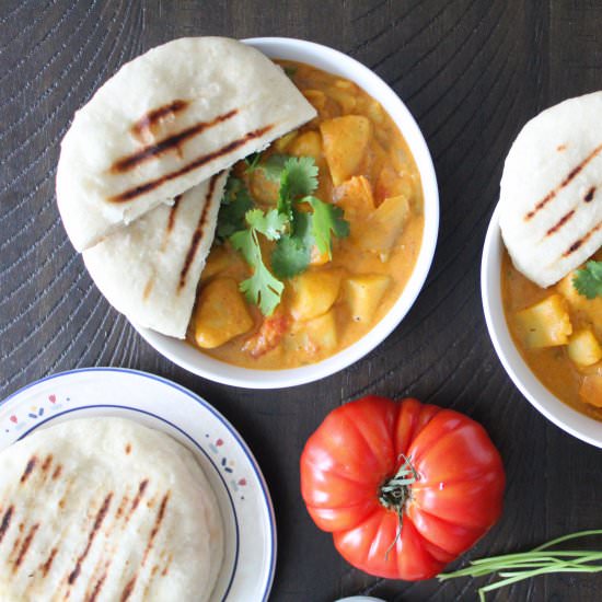 Veggie Curry with Grilled Flatbread