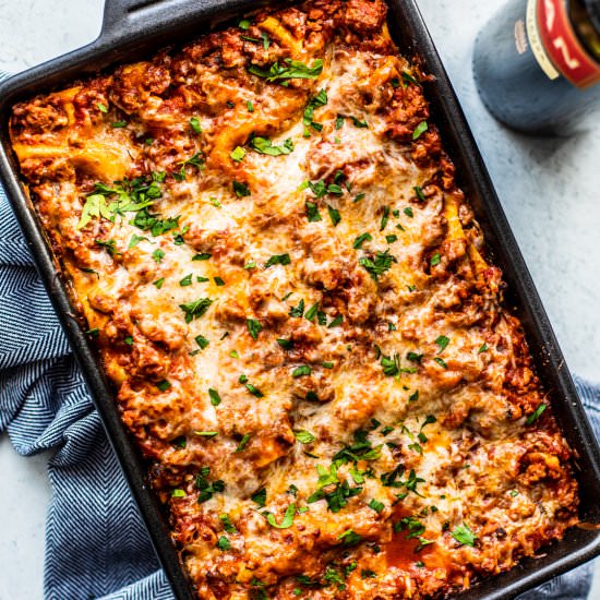 Lasagna + ground turkey meat sauce