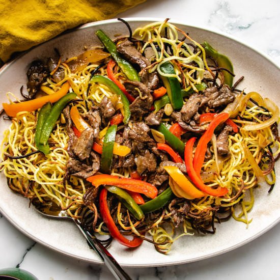Cantonese Style Beef Chow Mein