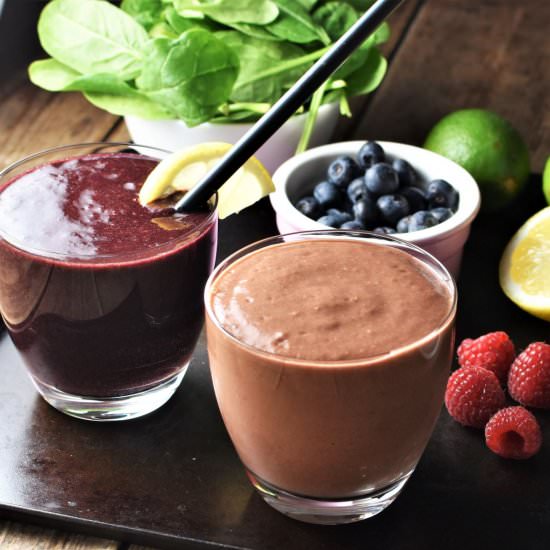 Spinach Berry Smoothie 2 Ways