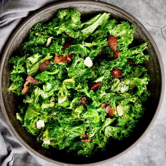 Wilted Kale With Bacon & Garlic
