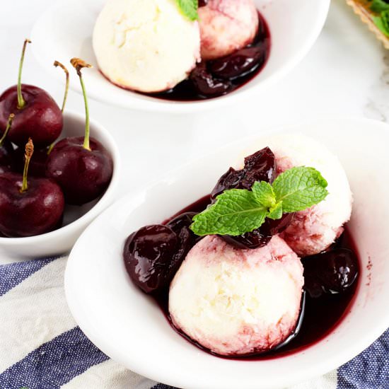 Yogurt and Cherry Red Wine Sauce