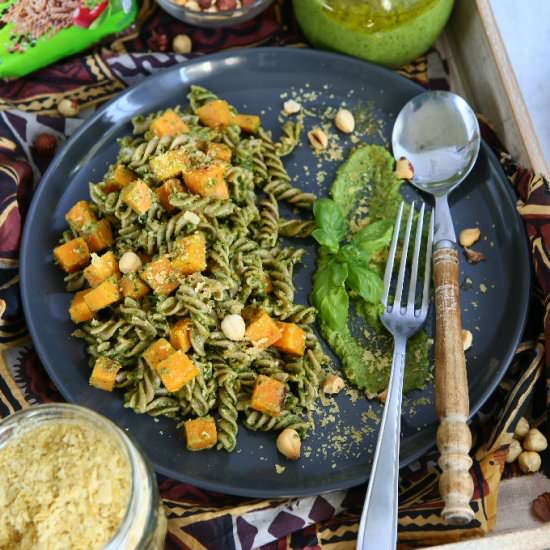 Spelt Spirals with Hazelnut Pesto,