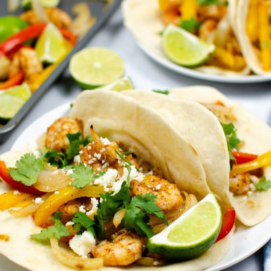 Sheet Pan Shrimp Fajitas