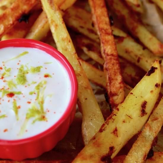 Curry Fries with Yogurt-Lime Dip