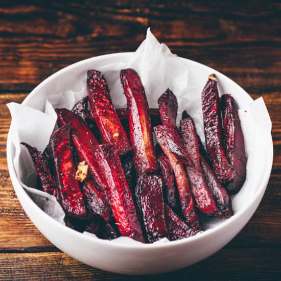 Oven Baked Beet Fries with Spicy Ai