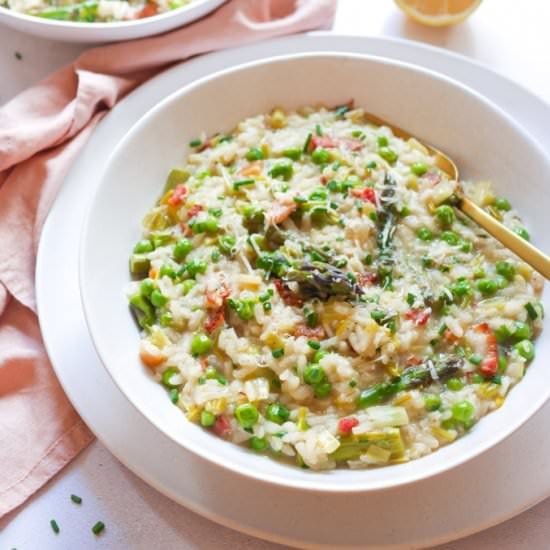 Pea & Asparagus Risotto with Bacon
