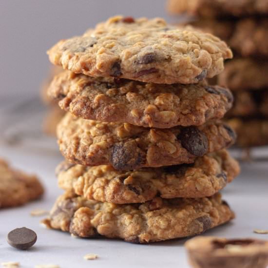 Vegan Oatmeal Choc Chip Cookies