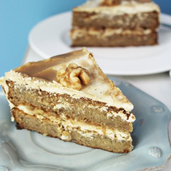 Banana Walnut Caramel Layer Cake