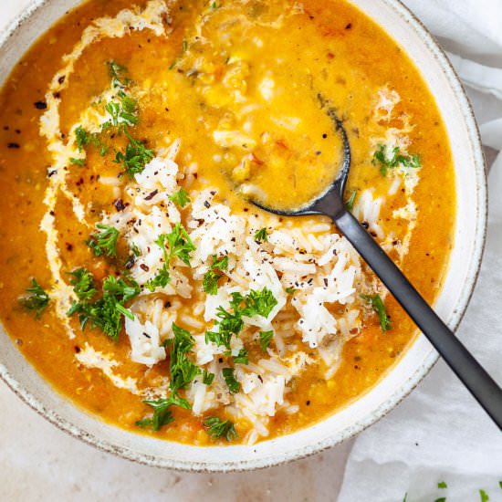 Vegan Red Lentil Curry Soup