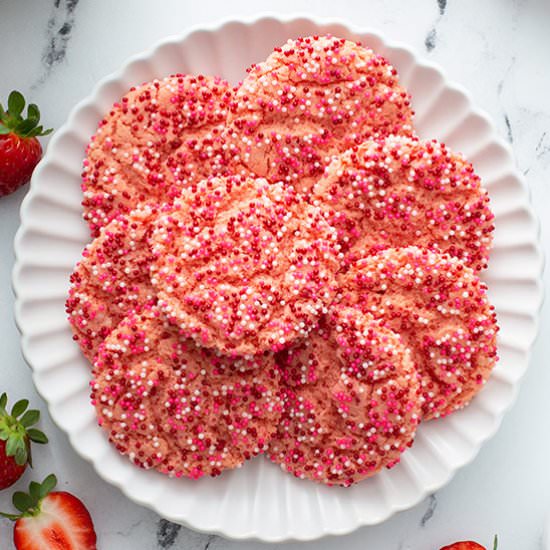 Strawberry Cake Mix Cookies