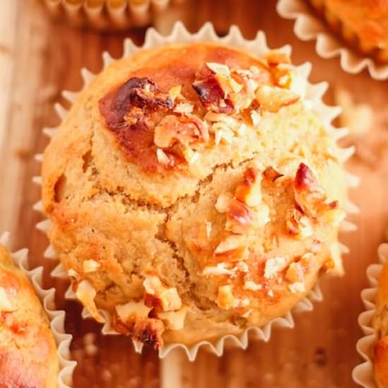 Greek Yogurt Banana Walnut Muffins