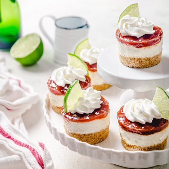 Mini Lime And Guava Cheesecakes