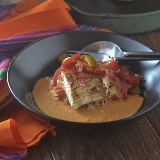 Mexican Cod over Tomato Cream Sauce