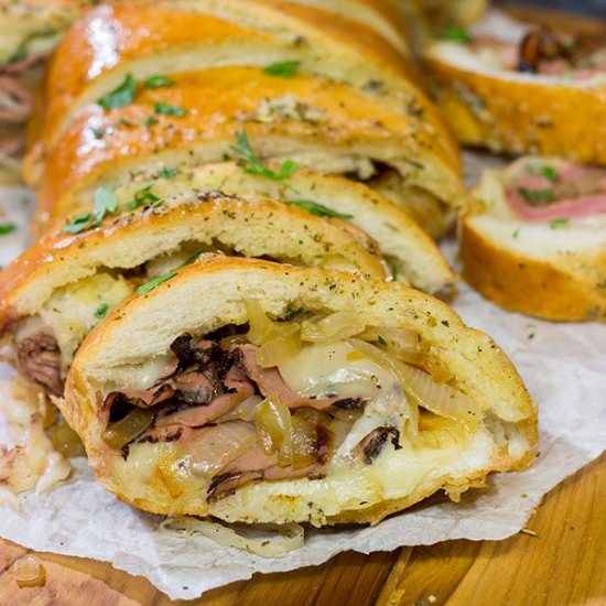 French Dip Stuffed Garlic Bread