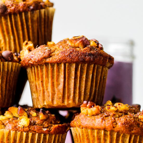 Pumpkin Banana Spelt Muffins