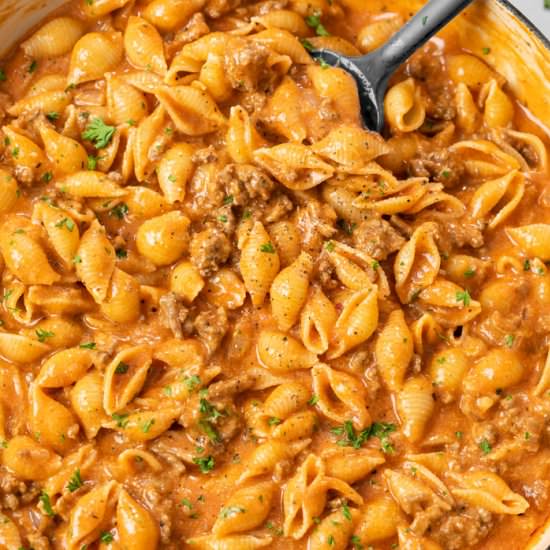 Creamy Beef and Shells