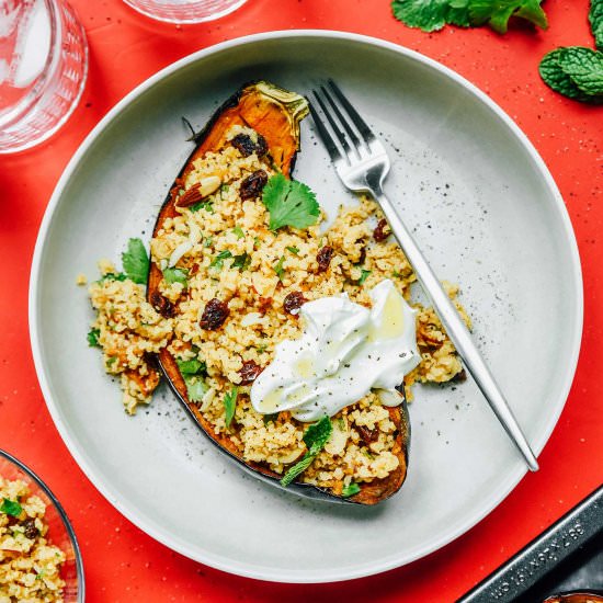 Herby Bulgur Stuffed Eggplant