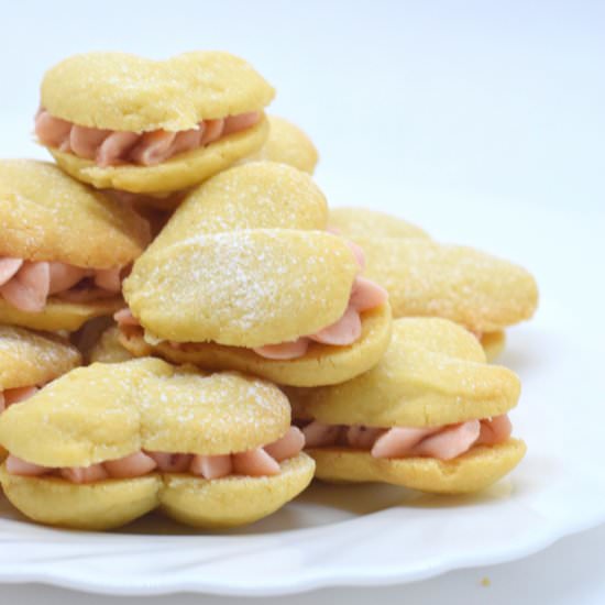 Strawberry Heart Sandwich Cookies