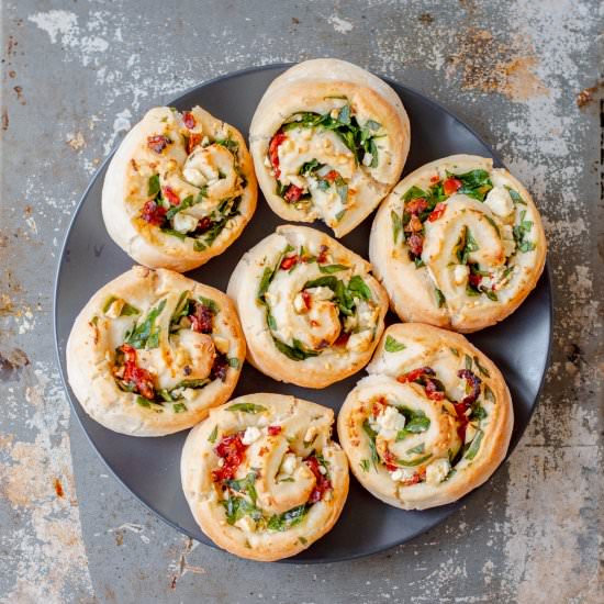 Spinach Feta Sundried Tomato Scroll