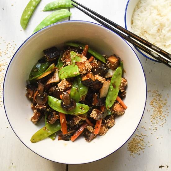 Sweet & spicy sesame tofu stir fry