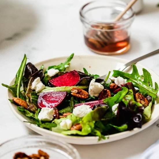 Greens, Goat Cheese, Beets, Pecans!