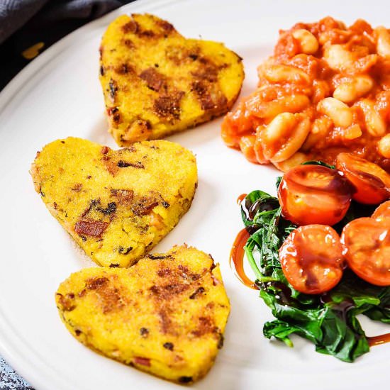 Sausage & Bacon Polenta Hearts